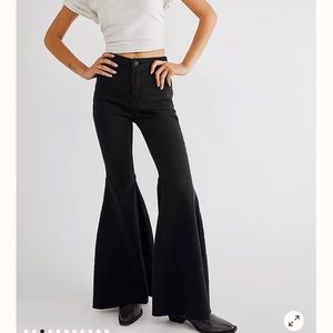 Free People Black Wide Leg Flare Jeans